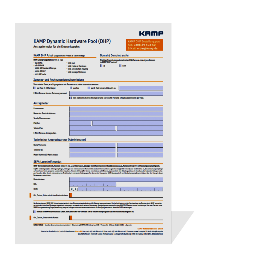 Abbildung der PDF für die Bestellung von DHP Enterprise
